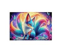 IEJKLUVWX Nine-tailed Fox Wall Posters Fantasy Nine-tailed Fox Waterproof Canvas Moisture Resistant Vibrant Colours for Bathroom Hallway Housewarming Gift Unique 12x18inch(30x45cm)