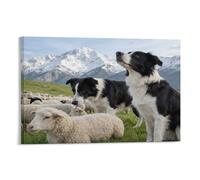 IEJKLUVWX Sheep Herding Dogs Wall Decor Dogs & Sheep Waterproof Canvas High Definition Easy to Install for Sofa Background Dorm Room Home Decor Lover Original 16x24inch(40x60cm)
