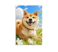 IEJKLUVWX Shiba Inu Wall Decor Picture Dog Oil Paintings Giclee Canvas Prints Gift to Families Friends Lover 20x30inch(50x75cm)