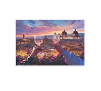 IEJKLUVWX Wine Toasting Florence Art Print European Castle Wine Art Waterproof Canvas Easy to Install Vibrant Colours for Above Bed Living Room Housewarming Gift Original 08x12inch(20x30cm)