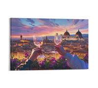 IEJKLUVWX Wine Toasting Florence Wall Decor European Castle Wine Art Waterproof Canvas Moisture Resistant Lightweight for Sofa Background Office Home Decor Lover Unique 12x18inch(30x45cm)
