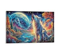 IEJKLUVWX Wolf Howling Wall Posters Dog in Snow Waterproof Canvas High Definition Moisture Resistant for Living Room Above Bed Home Owner Original 12x18inch(30x45cm)