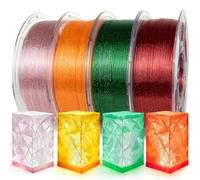IEMAI PETG Filament 1.75 mm 4 kg Set, Flash Point Transparent PETG Red/Green/Orange/Pink, High Speed 3D Printer Filament, Dimensional Accuracy +/- 0.02 mm