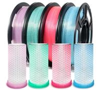 IEMAI PLA Filament Bundle - Glitter Sparkle Shiny Transparent 3D Printer Filament, 1.75mm, 1kg (4x250g), Mint Green, Bright Pink, Light Blue, Light Purple