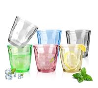 IEMIEBSHA 6 Pcs Coloured Plastic Cups, Stackable Unbreakable Tumblers Set, Reusable Acrylic Drinking Glasses Drinkware for Juice Wine Beer Tea Milk Picnic Camping Party(330ml)