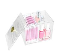 IEMIEBSHA Cotton Wool Balls Holder with 3 Compartments, Clear Cotton Pads Organizer with Lid, Cotton Swab and Pad Holder Storage Dispenser for Vanity Countertop, Bathroom, Bedroom, Kitchen
