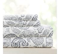 ienjoy Home Collection Chunky Paisley 4 Piece Sheet Set, King Size, Navy