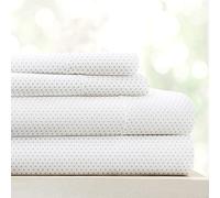 ienjoy Home - IEH-4PC-STP-K-LG 4 Piece Sheet Set Patterned, King, Stippled Light Gray