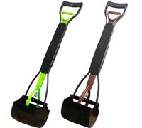 ienjoyed 2-Pack Pooper Scooper for Large Medium & Small Dogs Heavy Duty,Long Handled Dog Poop Scooper for Grass,Durable Dog Poop Pick Up Tool (Green&Brown(2-Pack))