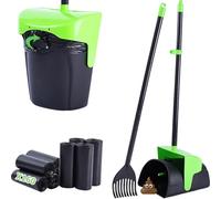 ienjoyed Pooper Scooper Large Swivel Bin & Rake with 160 Waste Bags,Heavy Duty Dog Pooper Scooper with Bag Attachment for Large Small Dogs, Long Handle Poop Scooper with Lid for Yard, Grass, Gravel