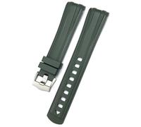 IENYU 20mm 21mm 22mm Fluorous Rubber Silicone Watch Band Belt Fit For Omega New Seamaster 300 Black Blue Soft Strap(Green silver buckle,20mm)