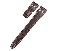 IENYU 20mm 21mm 22mm Real Leather Rivets Watchband Fit For IWC SPITFIRE Big Pilot's Watch IW5009 Cowhide Strap(Brown white bamboo,22mm)
