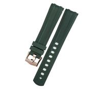 IENYU 20mm 21mm New Fluorous Silicone Rubber Watchband For Omega Seamaster Diver 300 Black Blue Soft Watch Strap(Green rose gold,20mm)