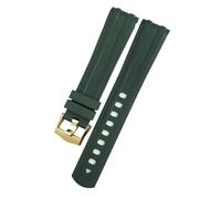 IENYU 20mm 21mm New Fluorous Silicone Rubber Watchband For Omega Seamaster Diver 300 Black Blue Soft Watch Strap(Green gold,21mm)