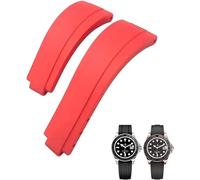 IENYU 20mm 21mm Rubber Short Buckle Watchband Fit For Rolex Daytona Submariner Role OYSTERFLEX Yacht Master Small Wrist Silicone(Red,20mm)