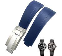 IENYU 20mm 21mm Rubber Short Buckle Watchband Fit For Rolex Daytona Submariner Role OYSTERFLEX Yacht Master Small Wrist Silicone(Blue Short Buckle,21mm)