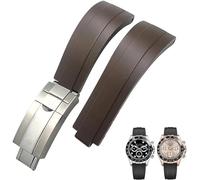 IENYU 20mm 21mm Rubber Short Buckle Watchband Fit For Rolex Daytona Submariner Role OYSTERFLEX Yacht Master Small Wrist Silicone(Brown Short Buckle,20mm)