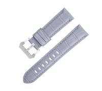 IENYU 20mm 22mm 24mm Soft Cowhide Genuine Bamboo Leather Watchband for Panerai Strap For PAM441/438 Series Belt Accessories(Gray 2,24mm)