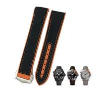 IENYU 20mm 22mm Rubber Nylon Leather Watchband For Omega Seamaster Diver 300 Planet Ocean 600M Seiko Orange Watch Strap(Black orange nylon,22mm)