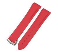 IENYU 20mm 22mm Silicone Rubber Watchbands for Omega Seamaster Planet Ocean for Speedmaster Moon Watch Waterproof Strap(Red,20mm Silver buckle)