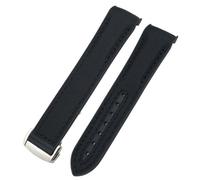 IENYU 21mm 22mm Curved End Blue Red fabric Nylon Rubber Watchband 19mm 20mm Fit for Omega Seamaster 300 Planet Ocean AT150 Watch Strap(Black nylon black,22mm)