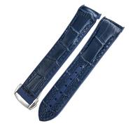 IENYU 22mm 21mm 20mm New Nylon Fabric Cowhide Composite Rubber Watchband Fit for Omega Seamaster 300 Planet Ocean 600 Watch Strap(Blu leather round,22mm)