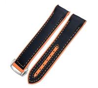 IENYU 22mm 21mm 20mm New Nylon Fabric Cowhide Composite Rubber Watchband Fit for Omega Seamaster 300 Planet Ocean 600 Watch Strap(Blk org round,22mm)