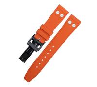 IENYU 22MM 21MM Nature Fluororubber FKM Rubber With Rivet Watchband For IWC Strap Big Pilot Mark Portugieser Soft Wristband(Orange2,20MM)