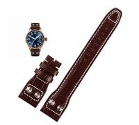 IENYU For IWC PILOT Mark cowhide Strap 21mm 22mm 20mm Genuine Leather Watch band Bamboo Grain Rivets Dark Brown Black Watchband Accessories(B Brown no clasp,21mm)
