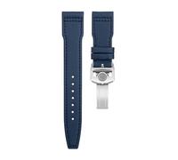 IENYU Nylon Canvas Leather Watchbands For IWC SPITFIRE MARK 18 Portugieser Portofino Pilot IW3777 Wristband 20mm 21mm 22mm(BLUE SILVER buckle B,22MM)