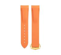 IENYU Soft Flexible Rubber Watchband For Omega Speedmaster Moonwatch Seamaster 300 AT150 PLANET OCEAN 600 Wristband 20/21/22mm gold tip buckle(Orange,20mm)