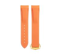 IENYU Soft Flexible Rubber Watchband For Omega Speedmaster Moonwatch Seamaster 300 AT150 PLANET OCEAN 600 Wristband 20/21/22mm gold tip buckle(Orange White,20mm)