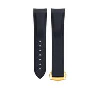 IENYU Soft Flexible Rubber Watchband For Omega Speedmaster Moonwatch Seamaster 300 AT150 PLANET OCEAN 600 Wristband 20/21/22mm gold tip buckle(Black Black,22mm)