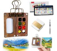 ienz Tobios Mini Watercolour Kit, Mini Watercolour Paint Set Travel, Tobios Watercolor Kit, Includes Palette Clip Brush and Sketchbook for Art Lovers