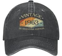 IEOGHWXY Baseball Cap Snapback Sun Hat for Warmth Cool Cotton 1963 Quarantine Edition Men Women Custom Unisex 60 Years Old Gifts 60th Birthday Dad Hip Hop Gift Men Women Multicoloured