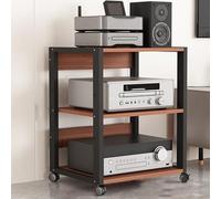 IEOWY 2 Tier Audio Stand with Wheels - Movable Media Cabinet Stereo Console Rack for TV DVD Players & Game Consoles - Brown 3 Tier Corner Shelf Furniture
