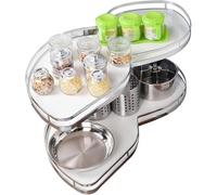 IEOWY 2 Tier Blind Corner Cabinet Tray, Soft Close,Kitchen Blind Corner Pull-Out Shelving Unit Organizer 2 Tiers Swing Tray for 900-1000mm Cabinet, Maximize Kitchen Storage (Left Open)