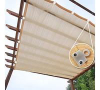 IEOWY Beige Sun Shade Sail 1x7m Light Filtering Shade Netting Panel with Clips 95% UV Block for Patio Pergola Gazebo
