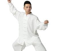 IEOWY Chinese Traditional Tai Chi Uniforms Tai Chi Suit, Men's Loose Comfortable Breathable Tai Chi Clothing, Martial Arts Clothes Kung Fu Clothing (White L)