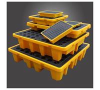 IEOWY Heavy Duty Drum Spill Containment Pallet Modular Oil Tank Spill Tray with Grating Anti Leakage Spill Platform 33.5x33.5x5.5cm 1 Pack for Safe Liquid Storage and Spill Control