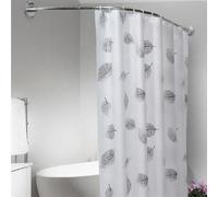 IEOWY L Shaped Shower Curtain Corner Rod Curved Extendable Shower Rail Stainless Steel No Drill for Bathroom Bathtub Clothing Store Private Space(Size:D,Color:Silver)