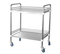 IEOWY Medical Trolley Cart Dental Lab Cart Stainless Steel, 2/3 Layers Hospital Equipment Portable Trolley On Wheels - Lab Serving Trolley(2 Layer-60X40X86Cm)