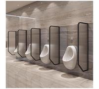 IEOWY Men Urinal Privacy Screen Baffle, Tempered Glass Public Toilet Protection Divider, Wall Mounted Urinal Screen Toilet Partition For Schools, Bars, Hotels,Black-5 Pcs