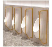 IEOWY Men Urinal Privacy Screen Baffle, Tempered Glass Toilet Partition Screen With Stainless Steel Frame, Wall Mounted Urinal Divider Screen For Hotels, Restaurants, Bars,Gold-5 Pcs