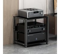 IEOWY Modern Stereo Cabinet for Record Player - Stylish AV Stand & CD RackCorner Entertainment Center 49cm Black Audio Furniture for Home Theater & Music Lovers