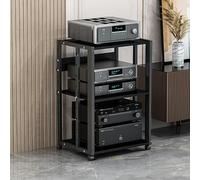IEOWY Modern Stereo Cabinet & Record Player Stand 69cm Black AV Console CD Rack & ComponentStylish Corner Entertainment Center for Home Audio Systems