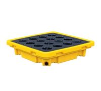 IEOWY Oil drum tray,Oil Tank Spill Tray, Spill Containment Platform, Modular Spill Platforms with Flat Top Grating, Yellow and Black Polyethylene Pallets, Warehouses Factory Workshop Leakproof Tr