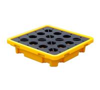 IEOWY Oil drum tray,Spill Containment Platform, Yellow and Black Polyethylene Plastic Containment Spill Pallet with Flat Top Grating, Warehouses Factory Workshop Leakproof Tray, Stack Oil Drums (