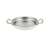 IEOWY QTYQWC Poêle à Paella espagnole - Poêle antiadhésive avec Deux poignées Pour la Cuisine à la Maison ou au Restaurant - Chauffage Rapide et uniforme Argent 22 cm