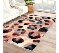 IEPOZWA Abstract Color Block Design Carpet Leopard Print High Traffic Friendly for Dining Room Kitchen Entryway Non-Fade(White)-210x270cm